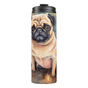 Halloween Pug With Pumpkins Scary Thermal Tumbler
