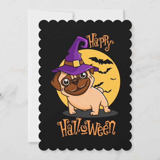 Halloween Puggy Flat Greeting Card (Front)