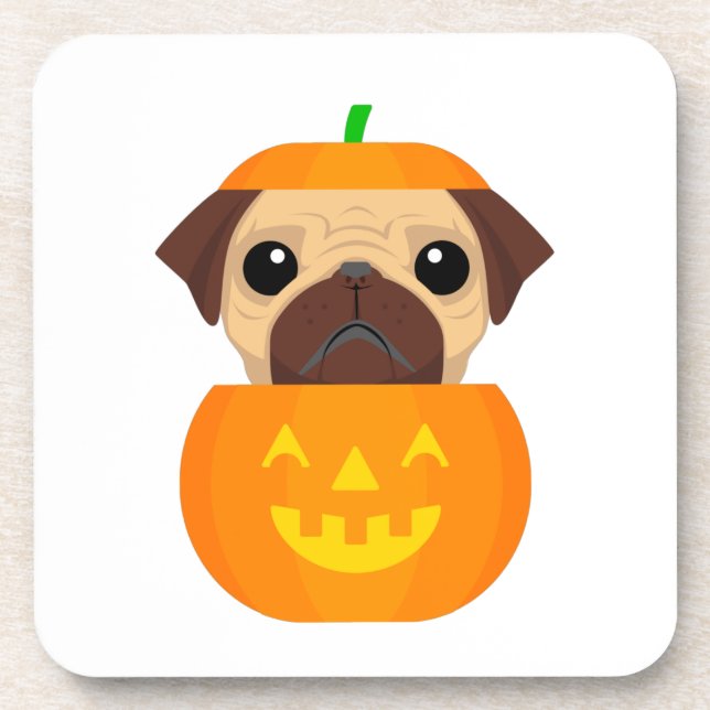 Halloween Pugkin  Coaster (Front)