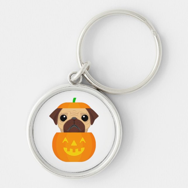 Halloween Pugkin   Key Ring (Front)