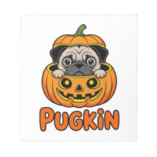 Halloween Pugkin, Pumpkin Pug Dog Notepad