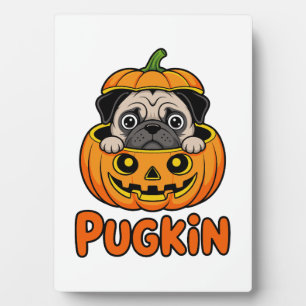 Halloween Pugkin, Pumpkin Pug Dog Plaque