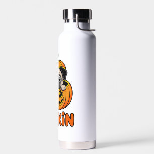 Halloween Pugkin, Pumpkin Pug Dog Water Bottle