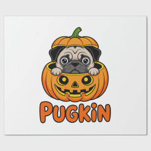 Halloween Pugkin, Pumpkin Pug Dog Wrapping Paper