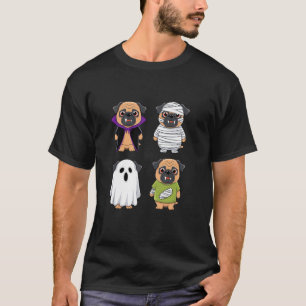 Halloween Pugs Ghost Vampire Mummy Trick Or Treat T-Shirt