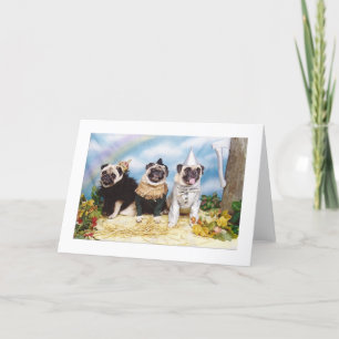 Halloween Pugs Lion Scarecrow Tinman Card