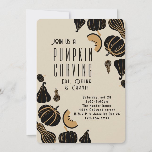 Halloween pumkin carving party invitations (Front)