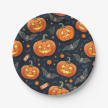 Halloween Pumkin paper plate