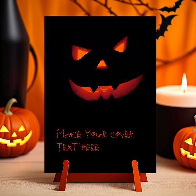 Halloween Pumpkin 001 Card (Customizable invitation with the image of a scary smiling halloween carved pumpkin. )