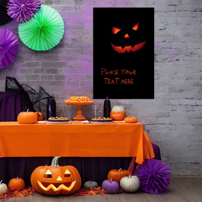 Halloween Pumpkin 001 Poster (Customizable poster with a scary halloween carved pumpkin)