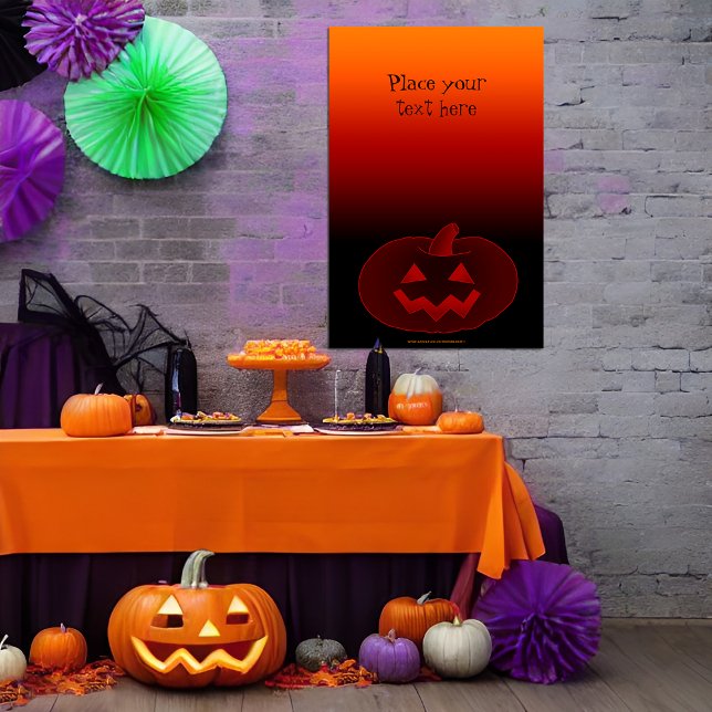 Halloween Pumpkin 002 Poster (Customizable poster with a scary smiling halloween carved  pumpkin)