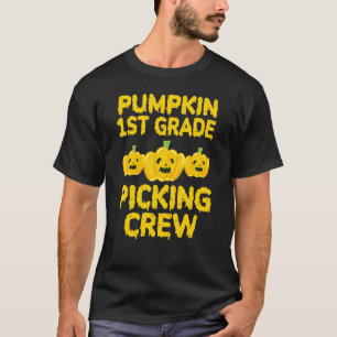 Halloween Pumpkin 1st Grade Picking Crew Funny Kid T-Shirt