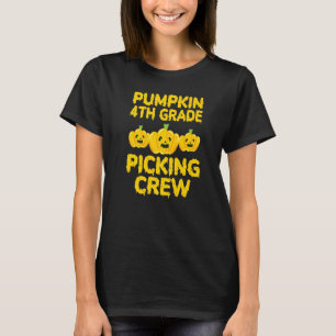 Halloween Pumpkin 4th Grade Picking Crew Funny Kid T-Shirt