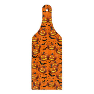 Halloween Pumpkin and Bats Cutting Board