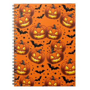 Halloween Pumpkin and Bats Notebook