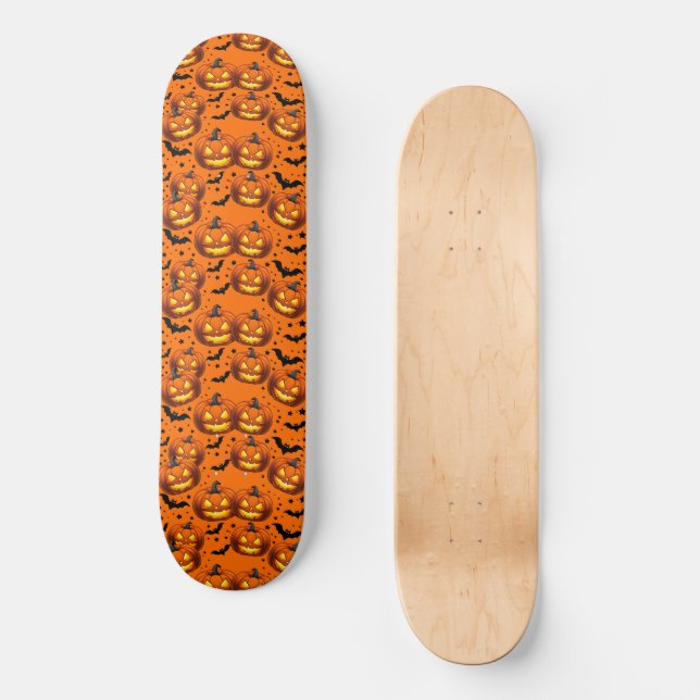  Halloween Pumpkin and Bats Skateboard (Front)