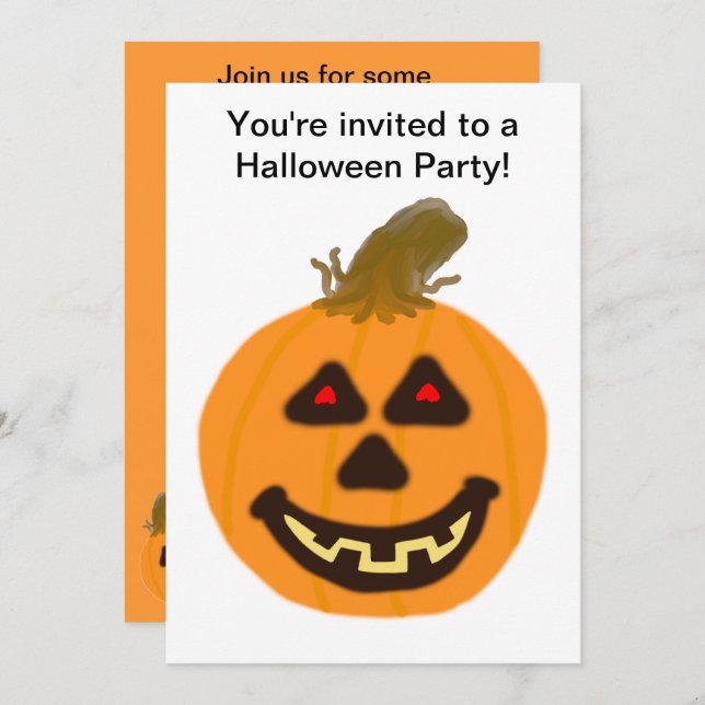 Halloween Pumpkin and Ghost Party Invitation (Front/Back)