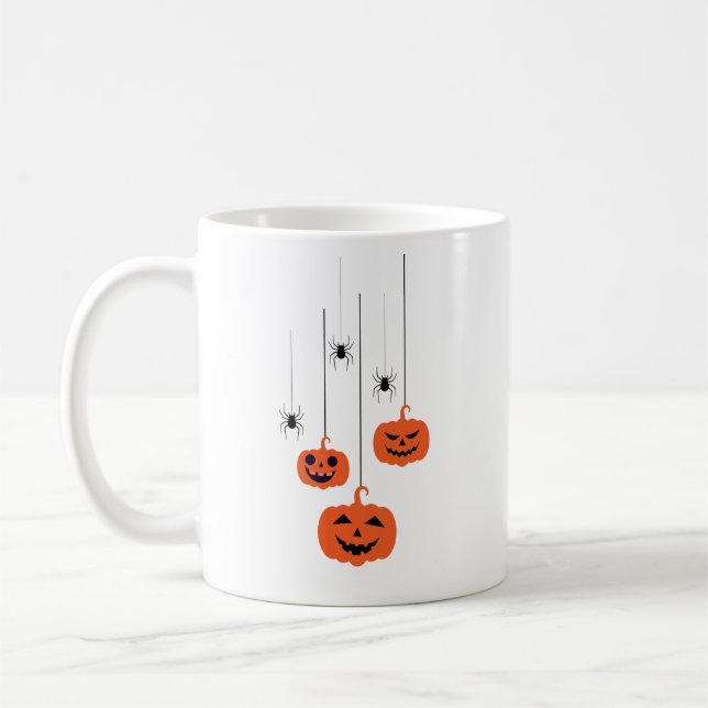 Halloween pumpkin and spider  coffee mug (Left)