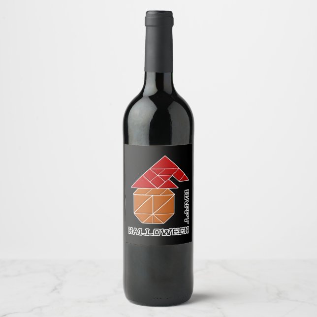 Halloween Pumpkin and Witch's Hat Wine Label (Front)