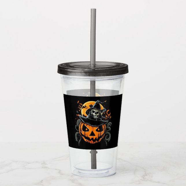 Halloween/pumpkin/autumn/fall  acrylic tumbler (Front)