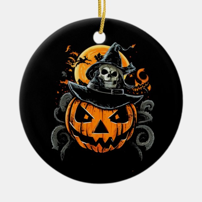 Halloween/pumpkin/autumn/fall  ceramic ornament (Front)