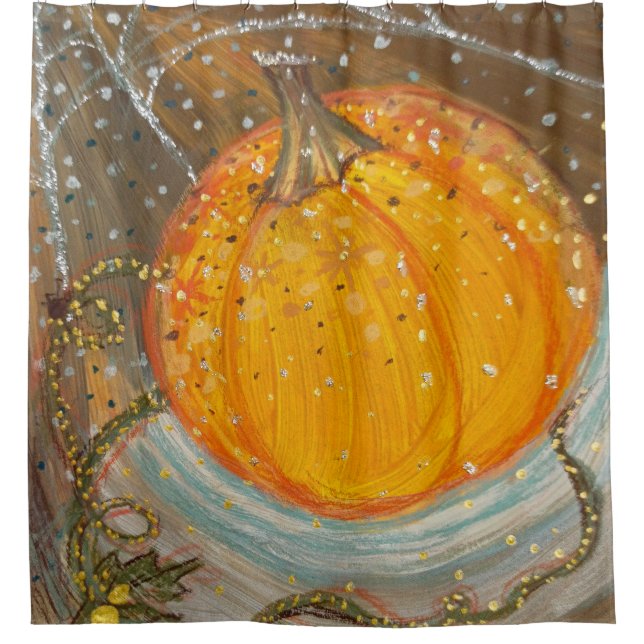 halloween pumpkin autumn shower curtain (Front)