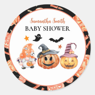 Halloween Pumpkin Baby Shower Classic Round Sticker