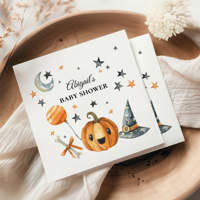 Halloween Pumpkin Baby Shower Paper Napkin (Creator Uploaded)