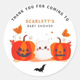 Halloween Pumpkin Baby Shower Thank You Classic Round Sticker