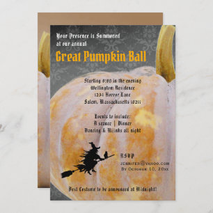 Halloween Pumpkin Ball + Menu Witch Invitation