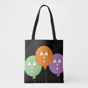 Halloween Pumpkin Balloon Trick or Treat Black Tote Bag