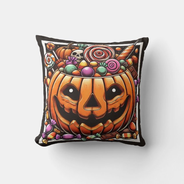 Halloween Pumpkin Basket Pillow (Front)