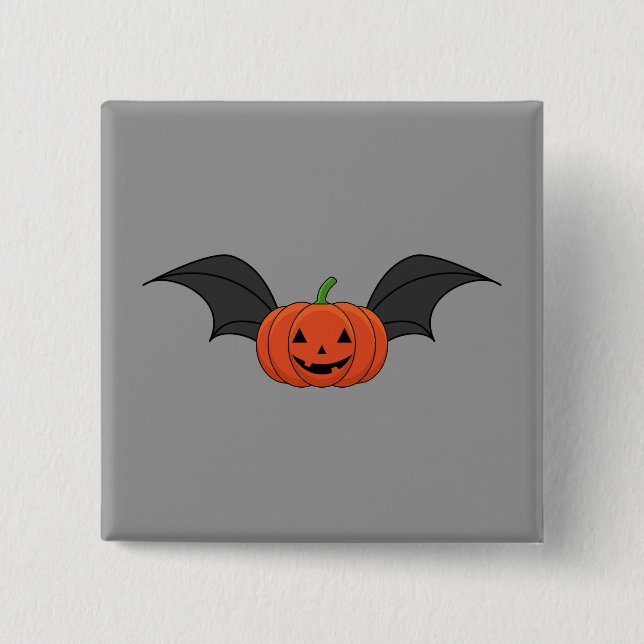 Halloween Pumpkin Bat 15 Cm Square Badge (Front)