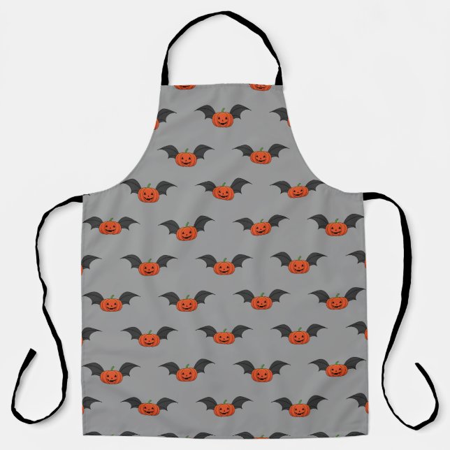 Halloween Pumpkin Bat Apron (Front)