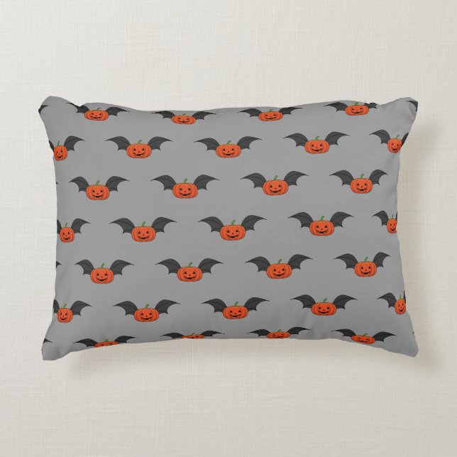 Halloween Pumpkin Bat Decorative Cushion (Front)