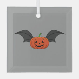 Halloween Pumpkin Bat Glass Tree Decoration