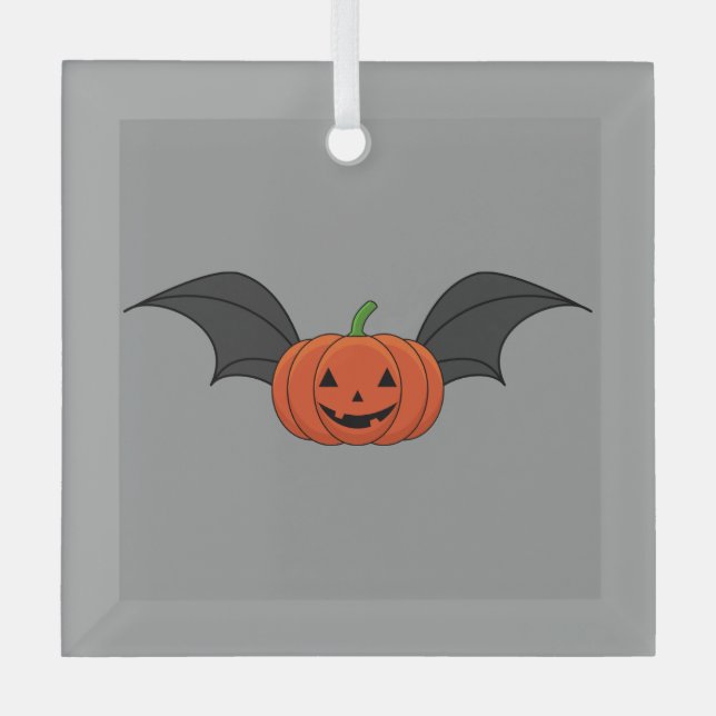 Halloween Pumpkin Bat Glass Tree Decoration (Front)