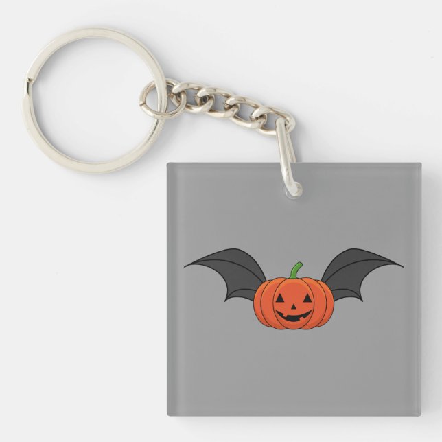 Halloween Pumpkin Bat Key Ring (Front)