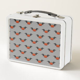 Halloween Pumpkin Bat Metal Lunch Box
