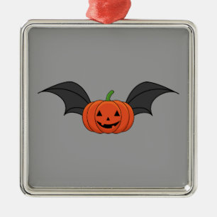 Halloween Pumpkin Bat Metal Ornament