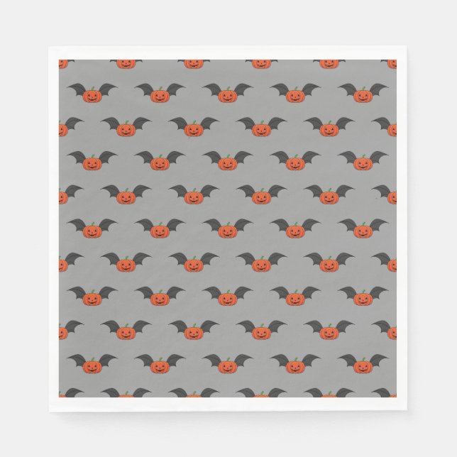 Halloween Pumpkin Bat Napkin (Front)