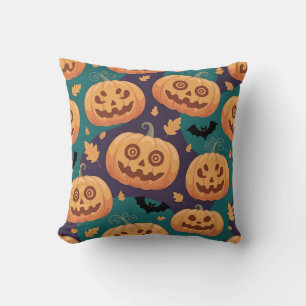 "Halloween Pumpkin & Bat Pattern Cushion" Cushion