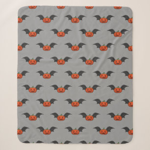 Halloween Pumpkin Bat Sherpa Blanket