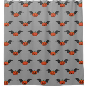 Halloween Pumpkin Bat Shower Curtain