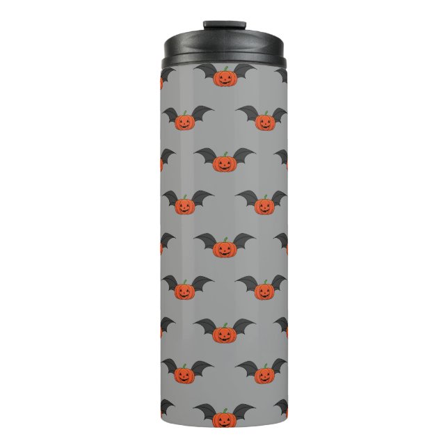 Halloween Pumpkin Bat Thermal Tumbler (Front)