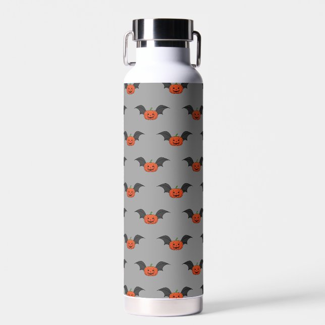 Halloween Pumpkin Bat Water Bottle (Front)