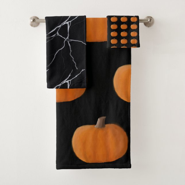 Halloween Pumpkin Bath Towel Set (Insitu)