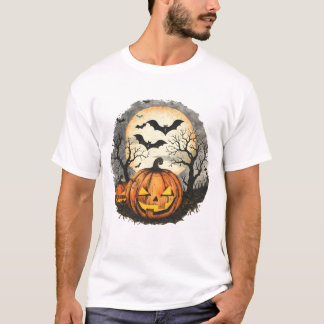Halloween Pumpkin & Bats T-Shirt