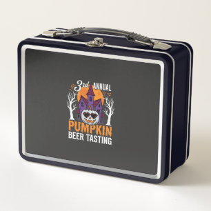 Halloween Pumpkin Beer Tasting Haunted House Metal Lunch Box