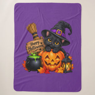 Halloween Pumpkin & Black Cat Blanket